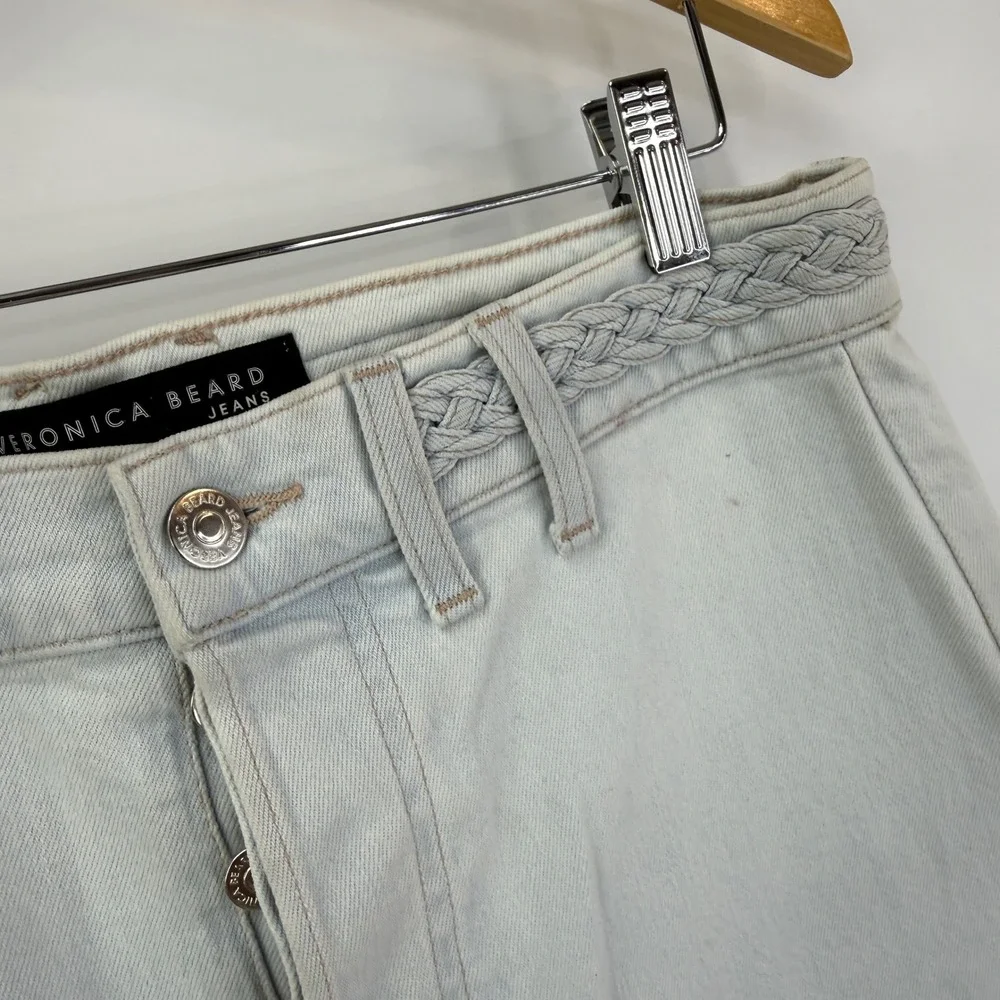 Veronica Beard Grant Wide Leg Jeans Women 30 Aspen Light Wash Braided High Rise